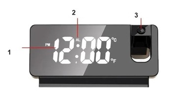БУДИЛЬНИК Цифровой электронный ТЕРМОМЕТР ВРЕМЯ ПРОЕКТОР СВЕТОДИОДНОЕ ЗЕРКАЛО