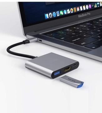 Адаптер 3-в-1 HUB USB-C HDMI 4K версии 2020 г.