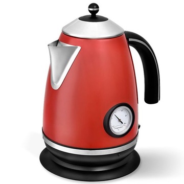 Czajnik RETRO z termometrem czerwony 2000W 1,7 DESIGNERSKI STYLOWY METALOWY
