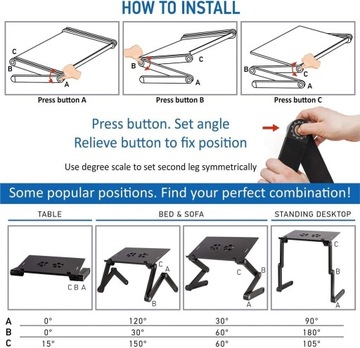 Stolik pod laptopa z regulacją wysokości