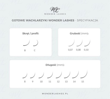 KĘPKI RZĘS 10w1 10D - C, 0,10, 13 mm WONDER LASHES