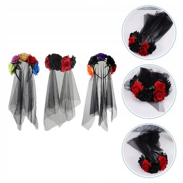 Мексиканский готический венок из цветов розы для волос