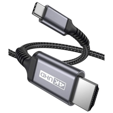 KABEL HDMI USB C ADAPTER PRZEWÓD 2M PLECIONKA MHL VIDEO 4K FULL HD