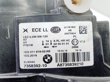 BMW 1 F20 F21 FACELIFT LCI 15R+ PRAVÁ SVĚTLO PŘEDNÍ OBYČEJNÁ LED ORIG EU !