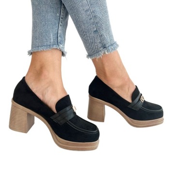 Черные замшевые женские лоферы, размер 38.