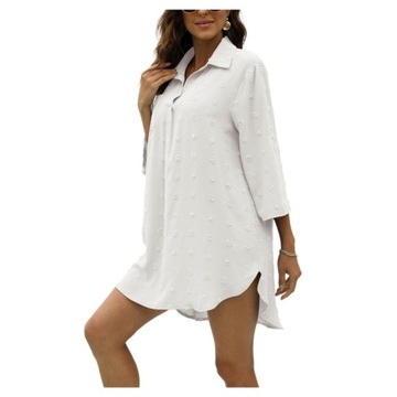 Damska okrycie plażowe letnia szyfonowa sukienka luźna koszula kąpielowa narzutka na strój kąpielowy
