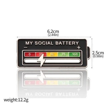 My Social Battery Enamel Pin Funny Interactive Mood Tracker Metal Badges
