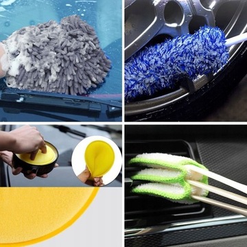 ZESTAW SZCZOTEK DO CZYSZCZENIA SAMOCHODU, PIELĘGNACJI WNĘTRZA NA ZEWNĄTRZ