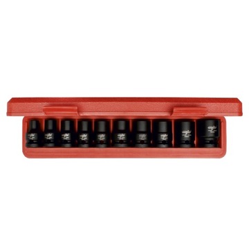 Nasadki udarowe 1/2'' 6-kątne 8-22mm 10 sztuk krótkie kaseta MJW 51019