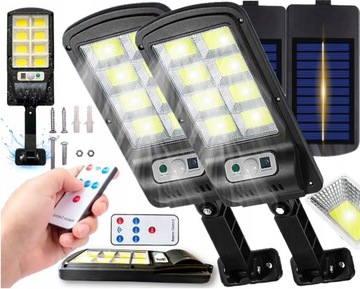 2x LAMPA SOLARNA ULICZNA Z CZUJNIKIEM RUCHU ZMIERZCHU 160COB + PILOT