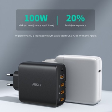 AUKEY PA-B7S Omnia II GaN 3xUSB-C 1xUSB-A Подача питания PD 3.0 QC PPS 100 Вт