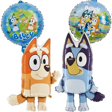 Balon foliowy piesek BLUEY + BINGO urodziny 4 szt.