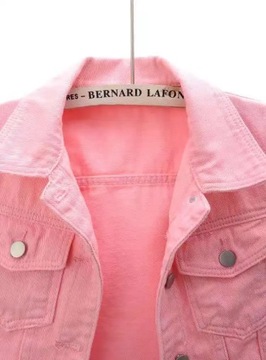 New Spring Summer Women Denim Jacket Tops Pink Col