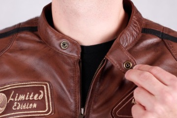 Мужская мотоциклетная куртка HUSAR THUNDER PRO из коричневой кожи