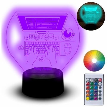 Lampka Led Na Biurko Statuetka 3D Zawód Programista Pracownik Biurowy