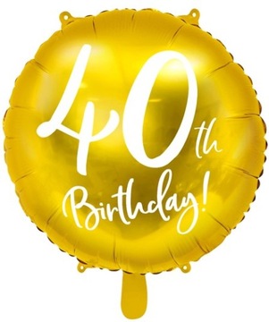 Balon foliowy 40th Birthday złoty 45cm na urodziny