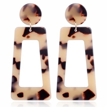 Fashion Clip on Earrings Leopard Acrylic Long Geometric Square Circle Witho
