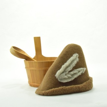 Шапка для сауны - мужской комплект - хлопок/шерсть - L