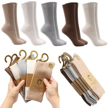 5x Eleganckie KASZMIROWE skarpetki damskie NATURALNE WEŁNIANE Premium
