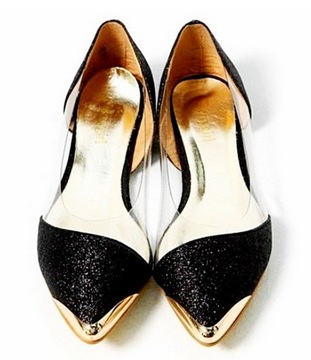 BALERINKI ELEGANCKIE POŁYSKUJĄCE SKÓRA ZŁOTE 37