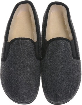 CIEPŁE KAPCIE BAMBOSZE WEŁNIANE OCIEPLANE grafit38