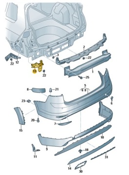 ŚLIZG PROWADNICA TYLNEGO ZDERZAKA VW GOLF VII OE