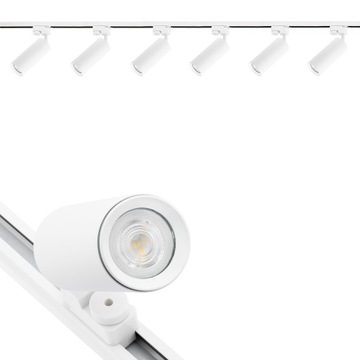 Szynoprzewód 2m + 6x Reflektor LED GU10 Biały