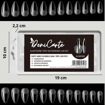 ГИБКИЕ ПРОЗРАЧНЫЕ НАСАДКИ 120 ШТ МИНДАЛЬ МИНДАЛЬ ИСКУССТВЕННЫЕ ТОНКИЕ ГИБКИЕ
