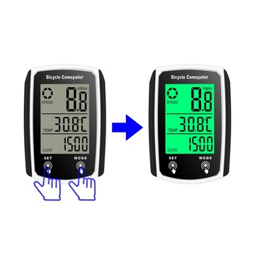 Проводной велокомпьютер с 19 сенсорными функциями.