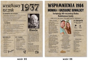 Prezent na wszelkie urodziny, gazeta urodzinowa w stylowej czarnej ramie