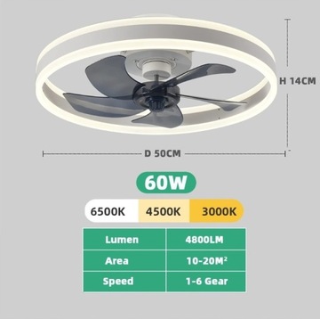 КРУГЛЫЙ ПОТОЛОЧНЫЙ СВЕТИЛЬНИК СО СВЕТОДИОДНЫМ ВЕНТИЛЯТОРОМ НОВЫЙ 50 СМ БЕЛЫЙ