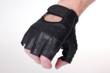 Мотоциклетные кожаные перчатки без пальцев HUSAR DELTA Chopper черные