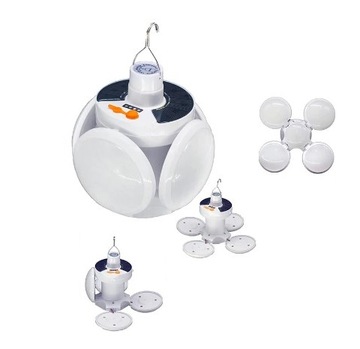 ПОРТАТИВНАЯ СОЛНЕЧНАЯ ТУРИСТИЧЕСКАЯ СВЕТОДИОДНАЯ ЛАМПА ДЛЯ КЕМПИНГА СКЛАДНОЙ 4-ЛИСТОЧНЫЙ ШАР