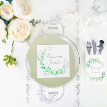 Салфетки для причастия, эвкалипт, бело-зеленые украшения, украшения для причастия, 10 шт.