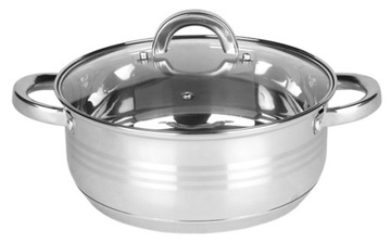 GARNEK RONDEL na INDUKCJĘ STALOWY 24cm z POKRYWKĄ