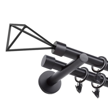 ЧЕРНЫЙ ДВОЙНОЙ МЕТАЛЛИЧЕСКИЙ КАРДИН 19мм 360см УЗОРЫ