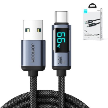 КАБЕЛЬ USB C – USB A 66 Вт СО СВЕТОДИОДНЫМ ДИСПЛЕЕМ JOYROOM, 480 Мбит/с, КАБЕЛЬ 1,2 М
