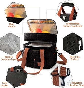 ТЕРМОСУМКА ДЛЯ ПИКНИКА НА ПЛЯЖЕ ЗАВТРАК ЛАНЧ БОКС ДВУХЯРУСНАЯ 10Л