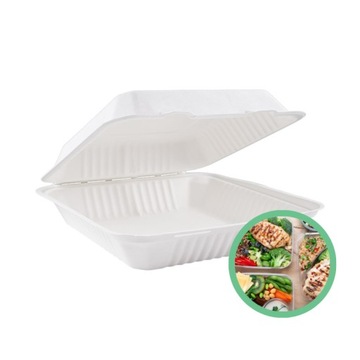 Jednorazowe jednokomorowe pudełko na lunch XL | trzcina cukrowa | 100 szt.