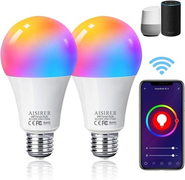 4 интеллектуальных элегантных лампы RGBWW 10 Вт 2700/6500K ALEXA Google