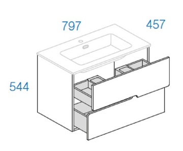 ШКАФ ПОД УМЫВАЛЬНИК 80 СМ ПОДВЕСНОЙ АНТРАЦИТОВЫЙ ДУБ КАНТРИ ASTOR SPECTRA