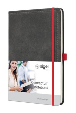 Notatnik A4 Sigel Dark Grey z gumką notes w linie