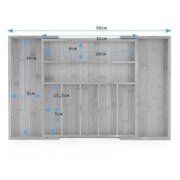 HOMEDE Бамбуковый органайзер для столовых приборов PAULE 32-50X