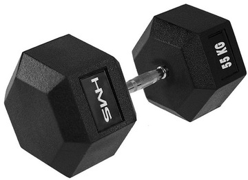 HMS Ciężarek Hantla Gumowana Do Treningu Ćwiczeń Siłowych HEX PRO 55 kg