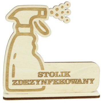 TABLICZKA NA STOLIK zdezynfekowano Z LOGO