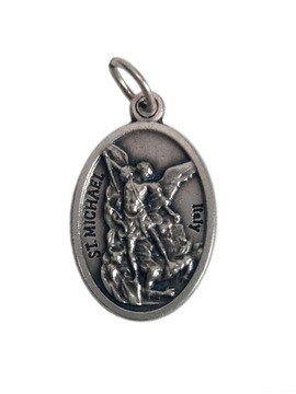 Medalik metalowy Św. Michał Archanioł/róża
