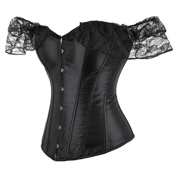 Satin short-sleeved Lace Up Corset Women Sexy Bust
