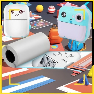 10x PAPIER TERMICZNY SAMOPRZYLEPNY Do Mini Drukarki Drukuś Rolki Wkłady