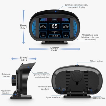 Универсальный автомобильный HUD OBD2 Спидометр Тахометр