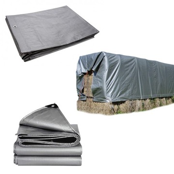 УНИВЕРСАЛЬНЫЙ БРЕЗЕНТ 4х5М, ТОЛСТЫЙ СЕРЕБРЯНЫЙ, С РОГАМИ В РОГАХ